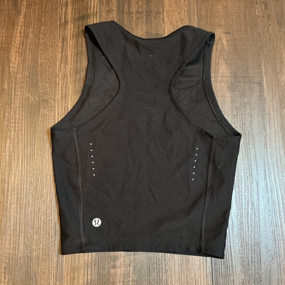 Lululemon SenseKnit Running Tank Top Black Zoned Compression Cropped 4 Tank